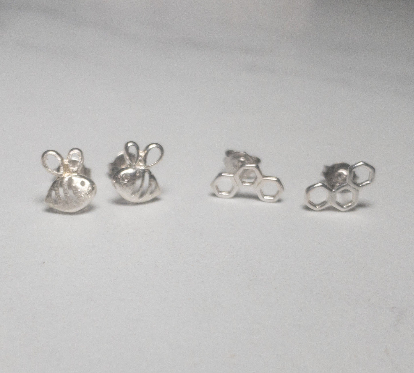'Life is Sweet' Sterling Silver Bee Earring Stack - Say Bloom