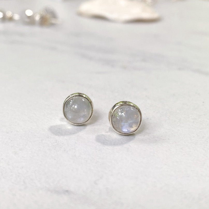'Luna' Moonstone Sterling Silver Studs - Say Bloom